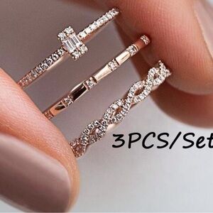 3 pcs Rose Gold Ring Set